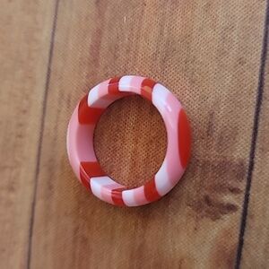 Vibrant Pink Multicolored Striped Unisex Resin Ring in Random Colored Gift Box 7